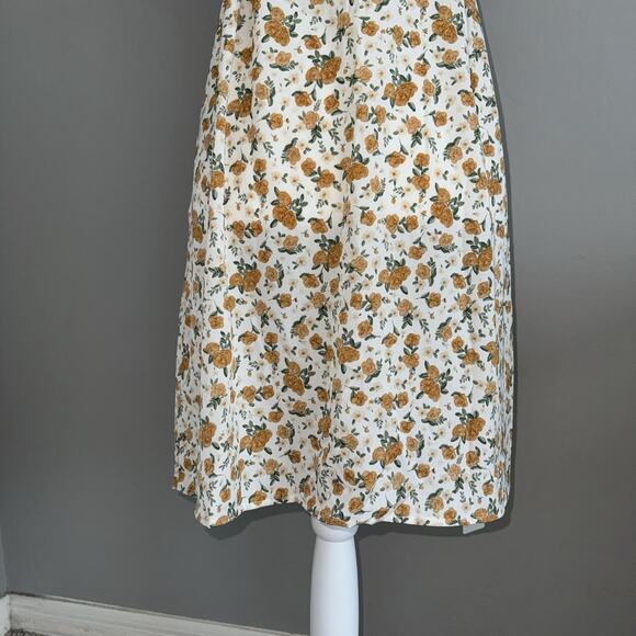 NWT Beachsissi Floral Dress Midi Dress Sz L White Yellow Cottage Core Trad Wife - Picture 4 of 9